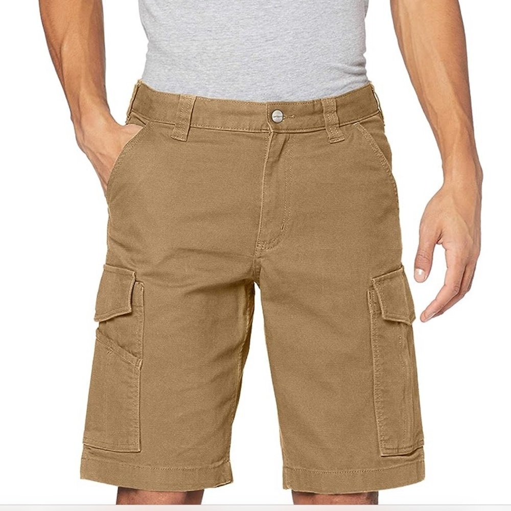 Carhartt Shorts Mens 32 Rugged Flex Relaxed Fit Canvas Cargo Work Wear tan